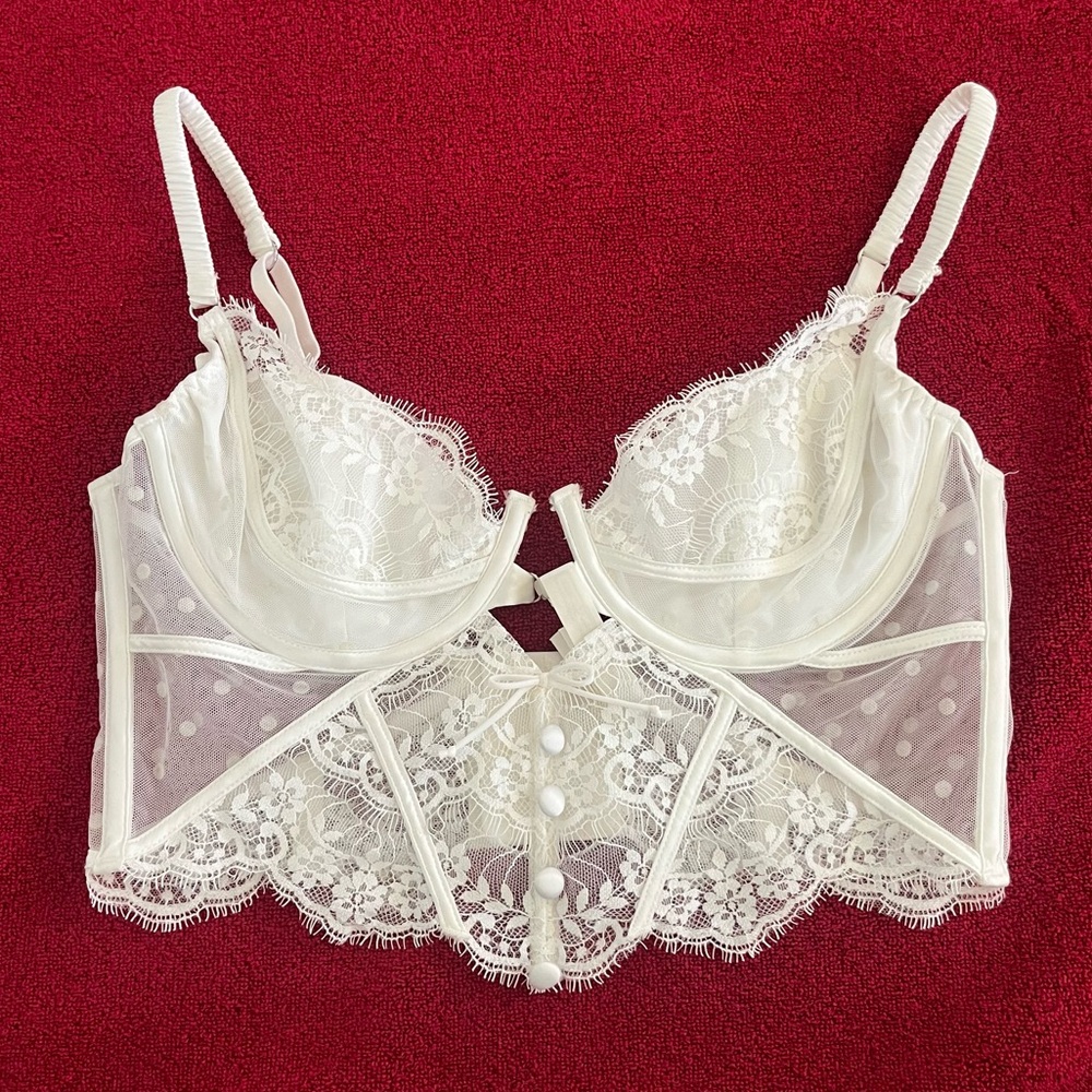 For Love and Lemons White Lace Bustier Bra Top Size M
